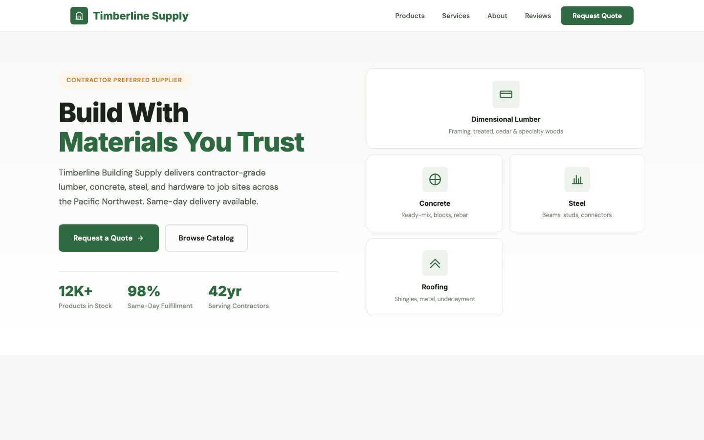 Timberline Building Supply — Contractor-Grade Materials