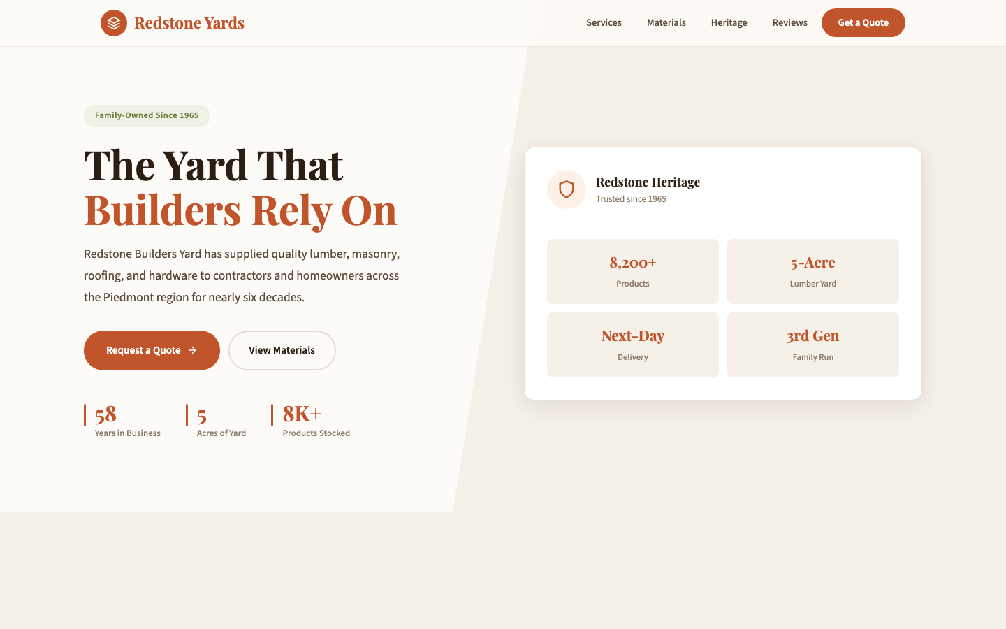 Redstone Builders Yard — Quality Materials Since 1965