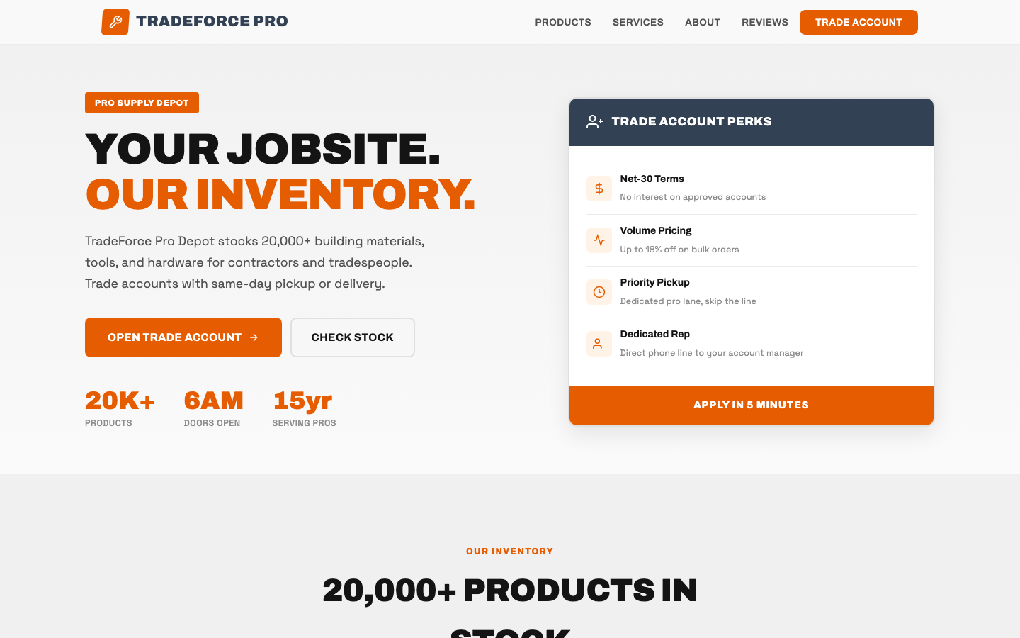 TradeForce Pro Depot — Professional Building & Hardware Supply