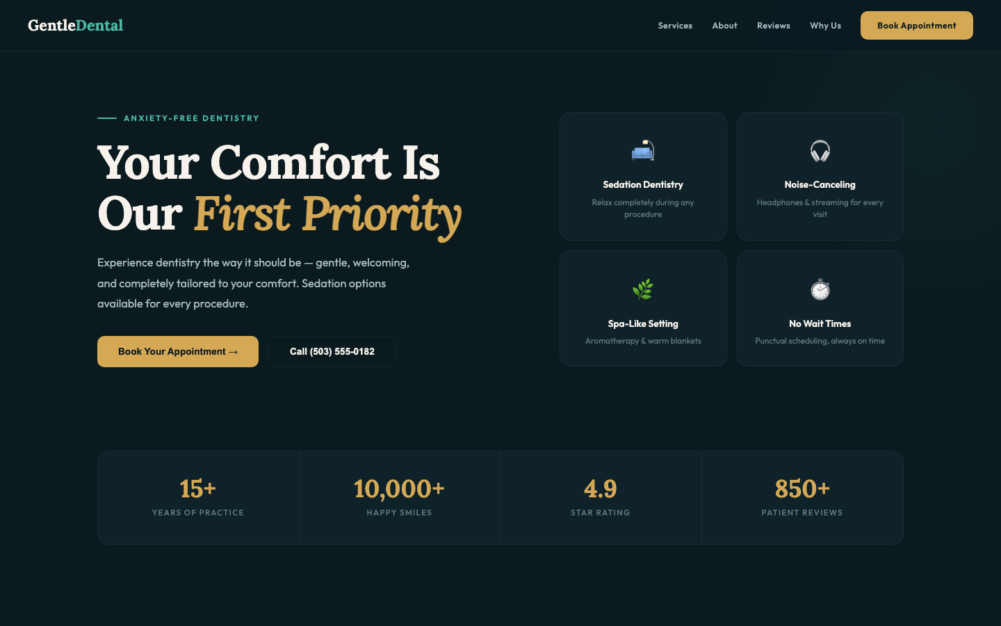 Gentle Dental — Modern Comfort Dark Teal