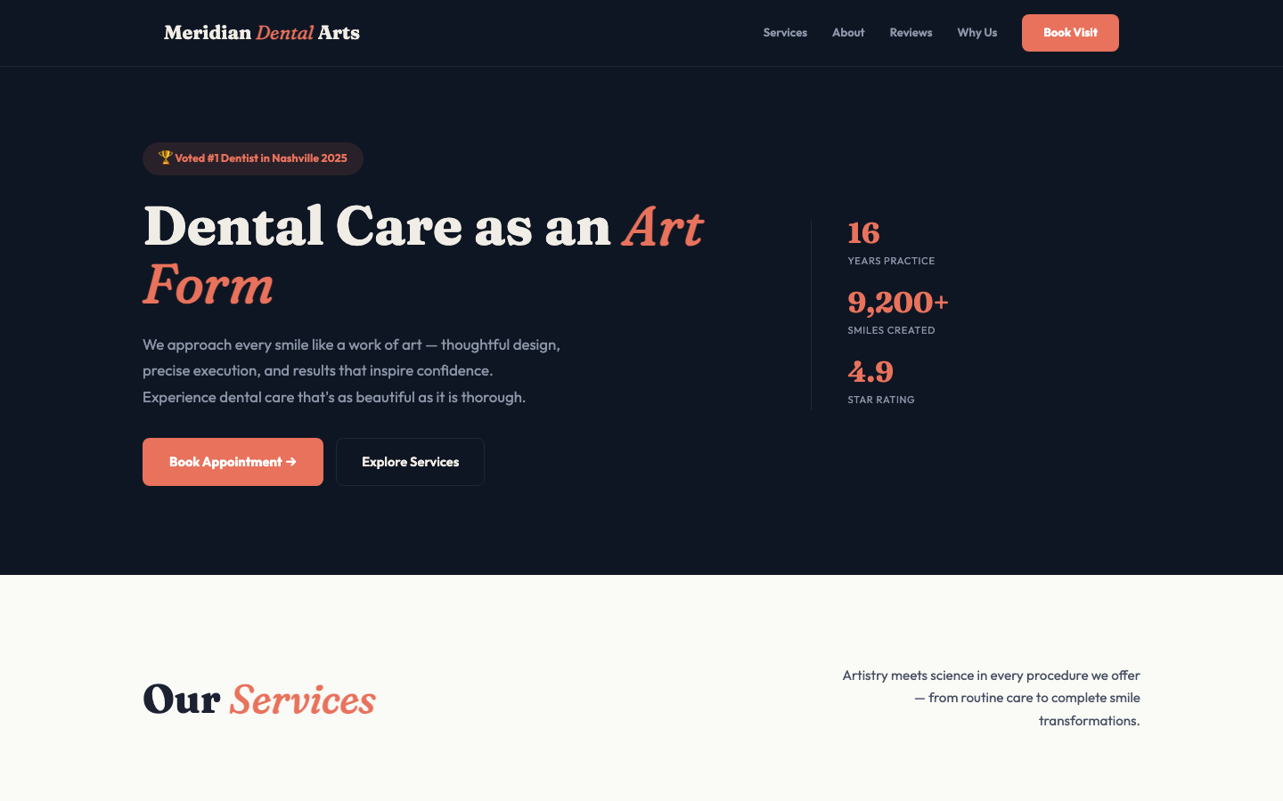 Meridian Dental Arts — Mixed Bold Contrast