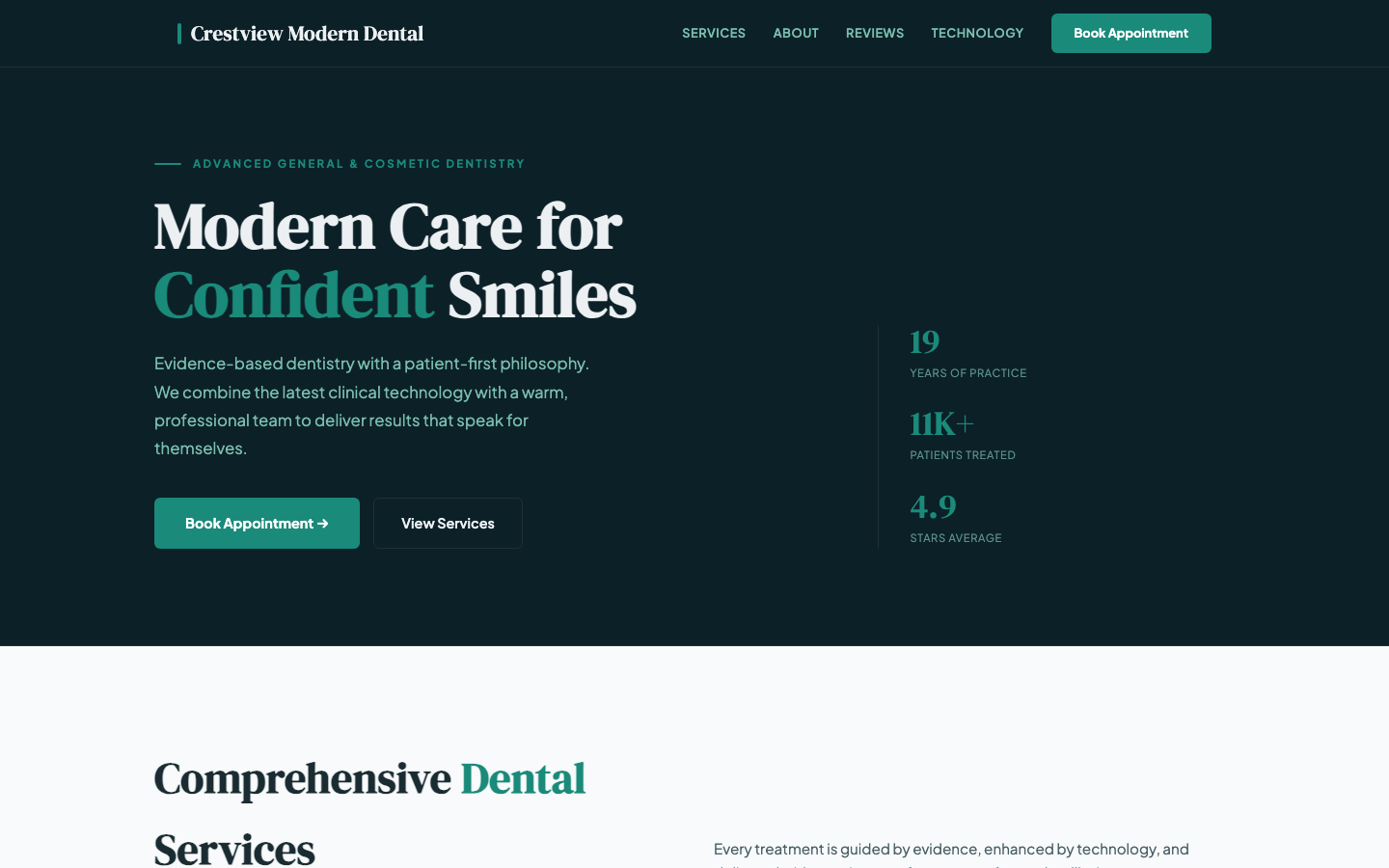 Crestview Modern Dental — Mixed Teal Professional