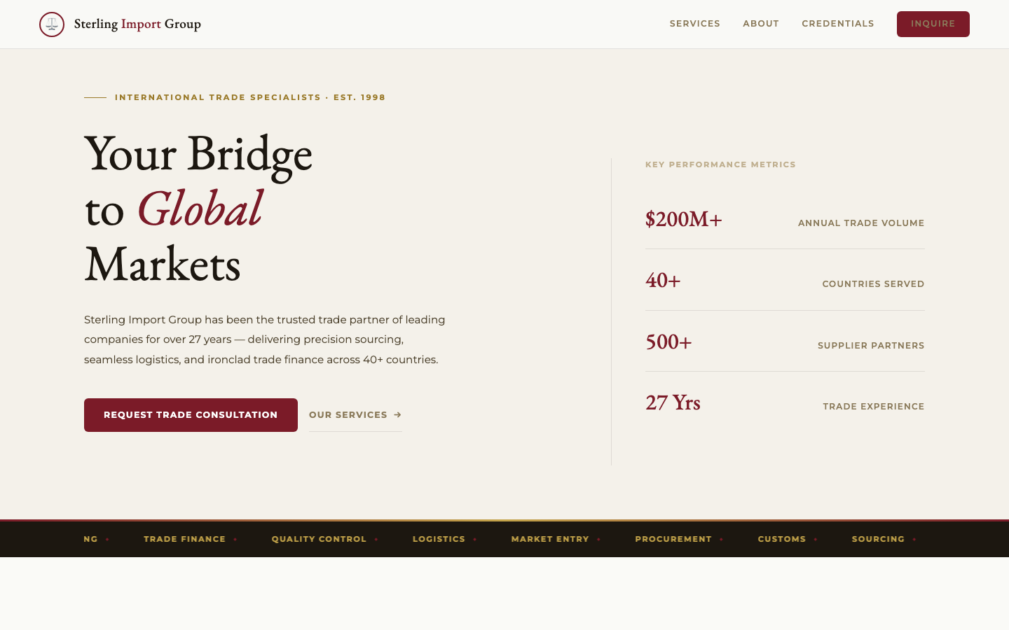 Sterling Import Group — International Trade Since 1998