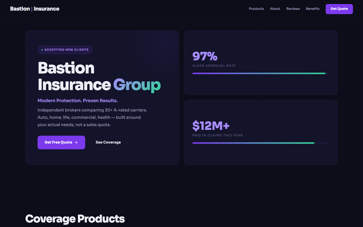 Insurance Brokerage — Grid-Cards Modular