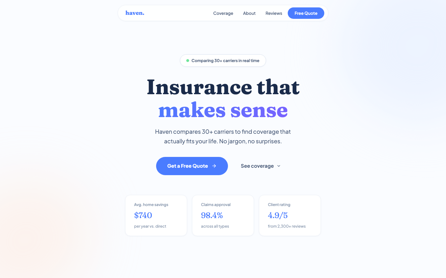 Haven Insurance — Modern Fintech Broker