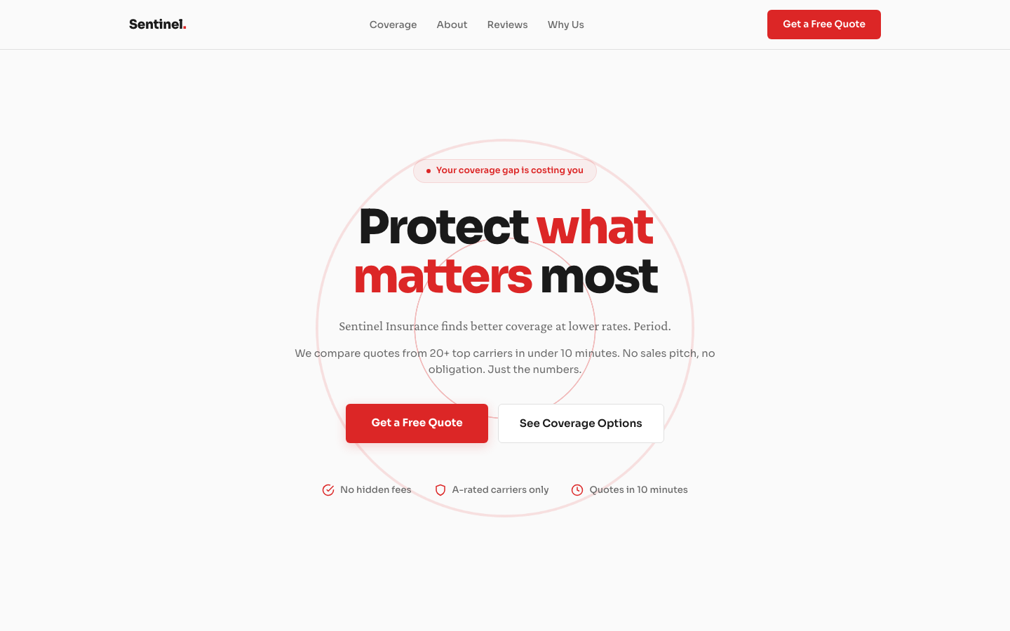 Insurance Agency — Light + Bold Red Minimal