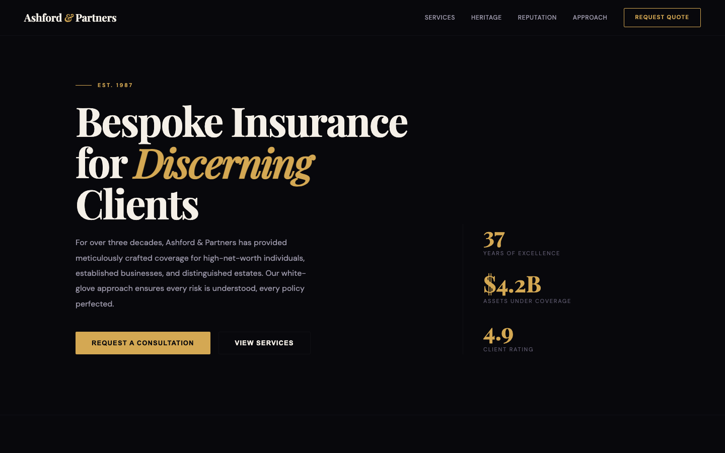 Insurance Brokerage — Midnight Luxury Editorial