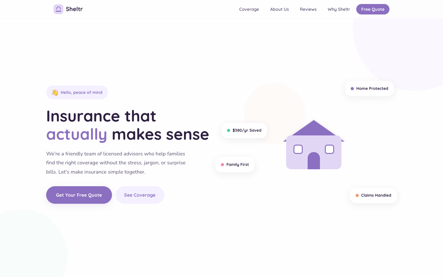 Sheltr Insurance — Protection That Feels Like Home