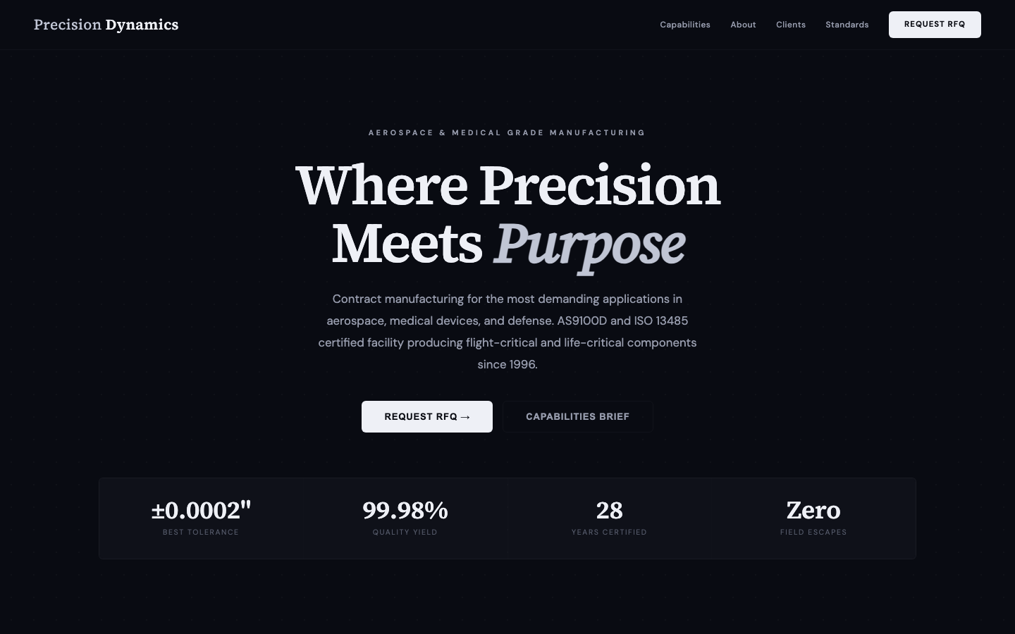 Precision Dynamics — Aerospace & Medical Grade Manufacturing