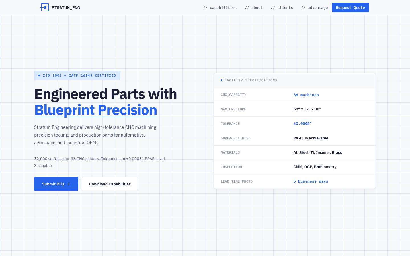 Stratum Engineering — Precision Parts & Tooling