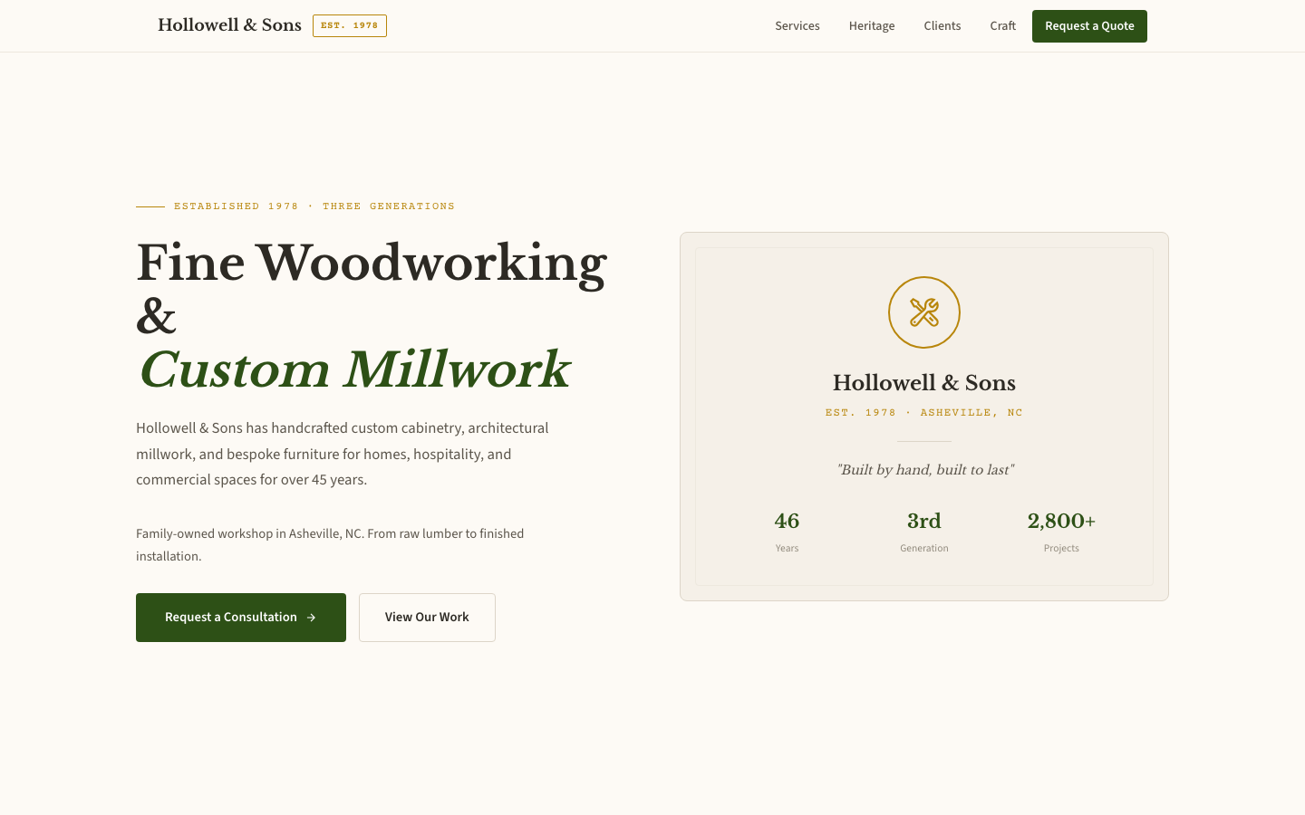 Hollowell & Sons — Fine Woodworking & Custom Millwork Since 1978
