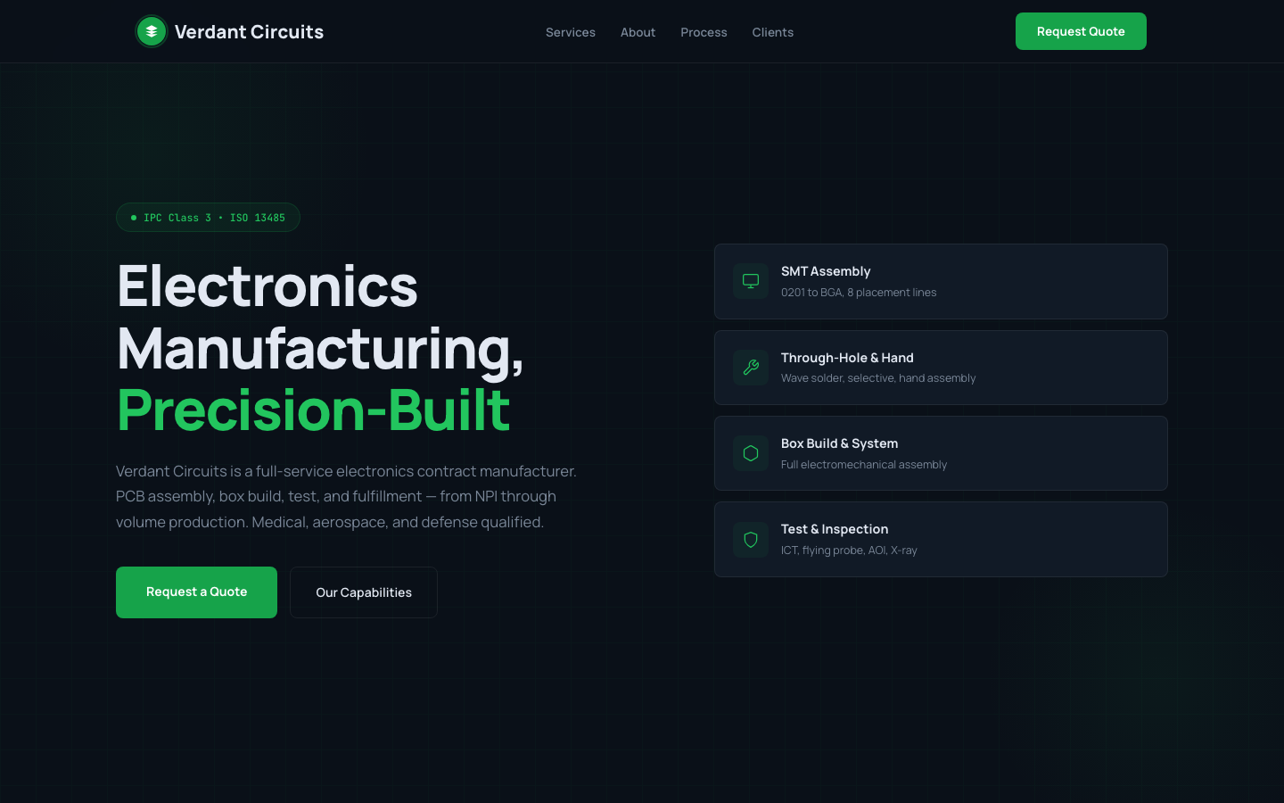 Verdant Circuits — Electronics Contract Manufacturing