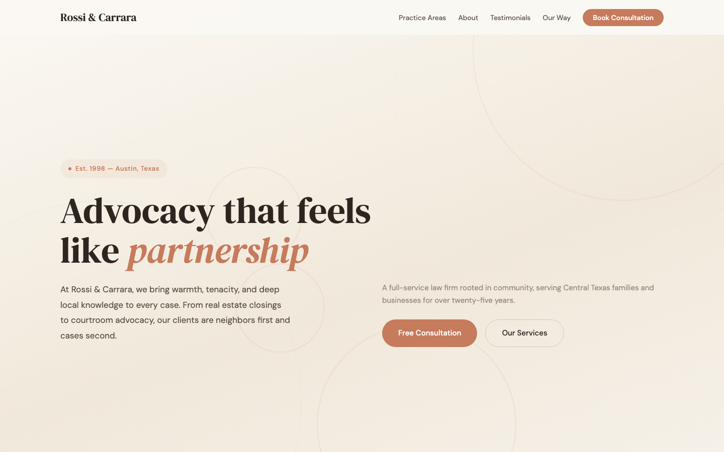 Mediterranean Law Practice — Terracotta & Olive