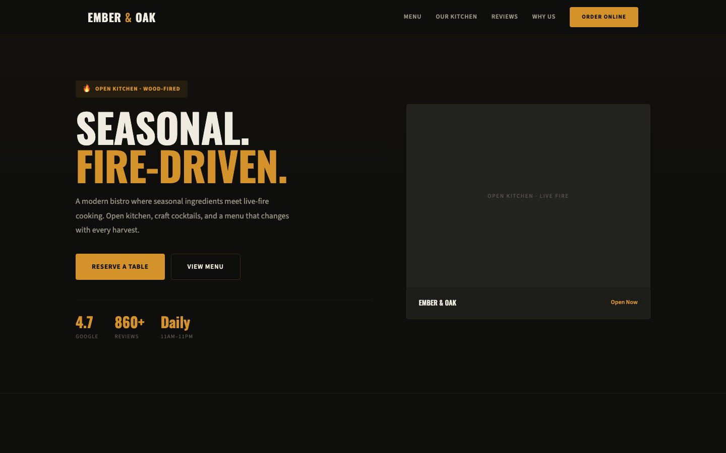 Ember & Oak — Modern Bistro