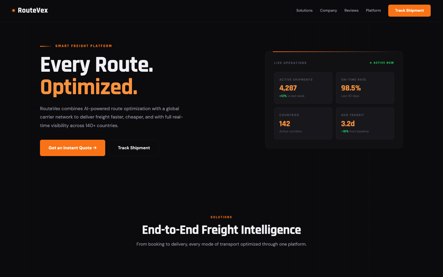 RouteVex Logistics — Night Route