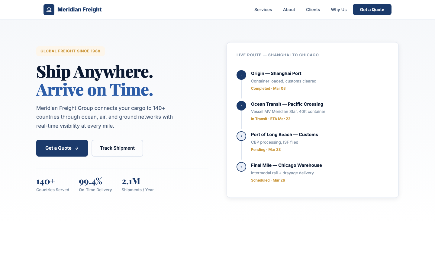 Meridian Freight Group — Global Shipping & Logistics