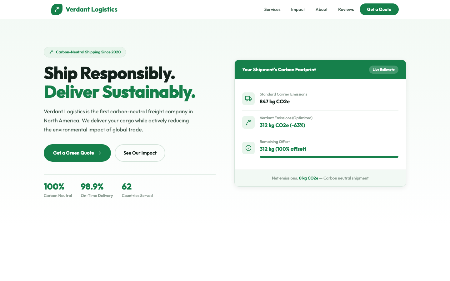 Verdant Logistics — Carbon-Neutral Shipping Solutions